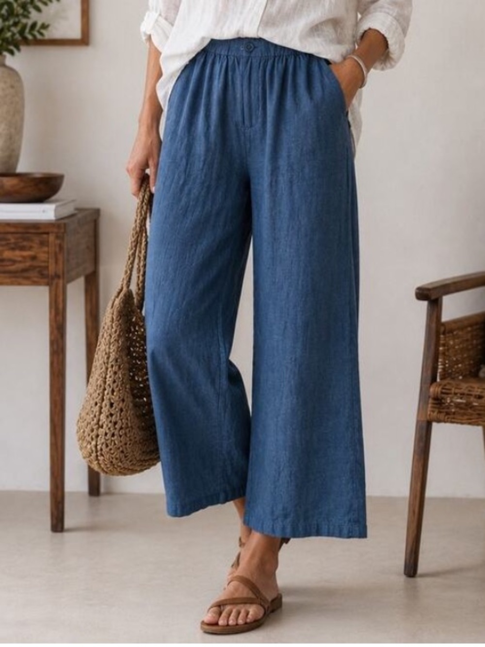 Eileen Fisher Organic Linen Wide Leg Trouser Pant